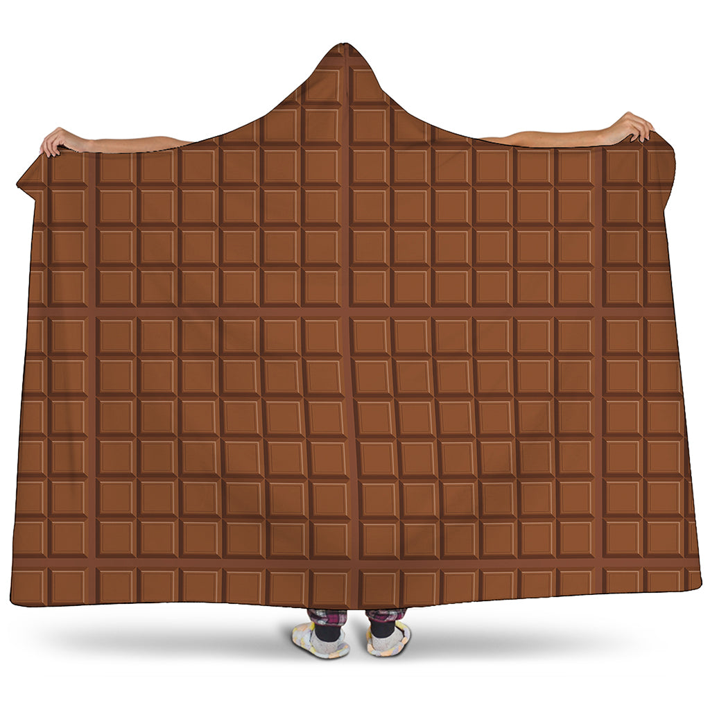 Chocolate Bar Pattern Print Hooded Blanket