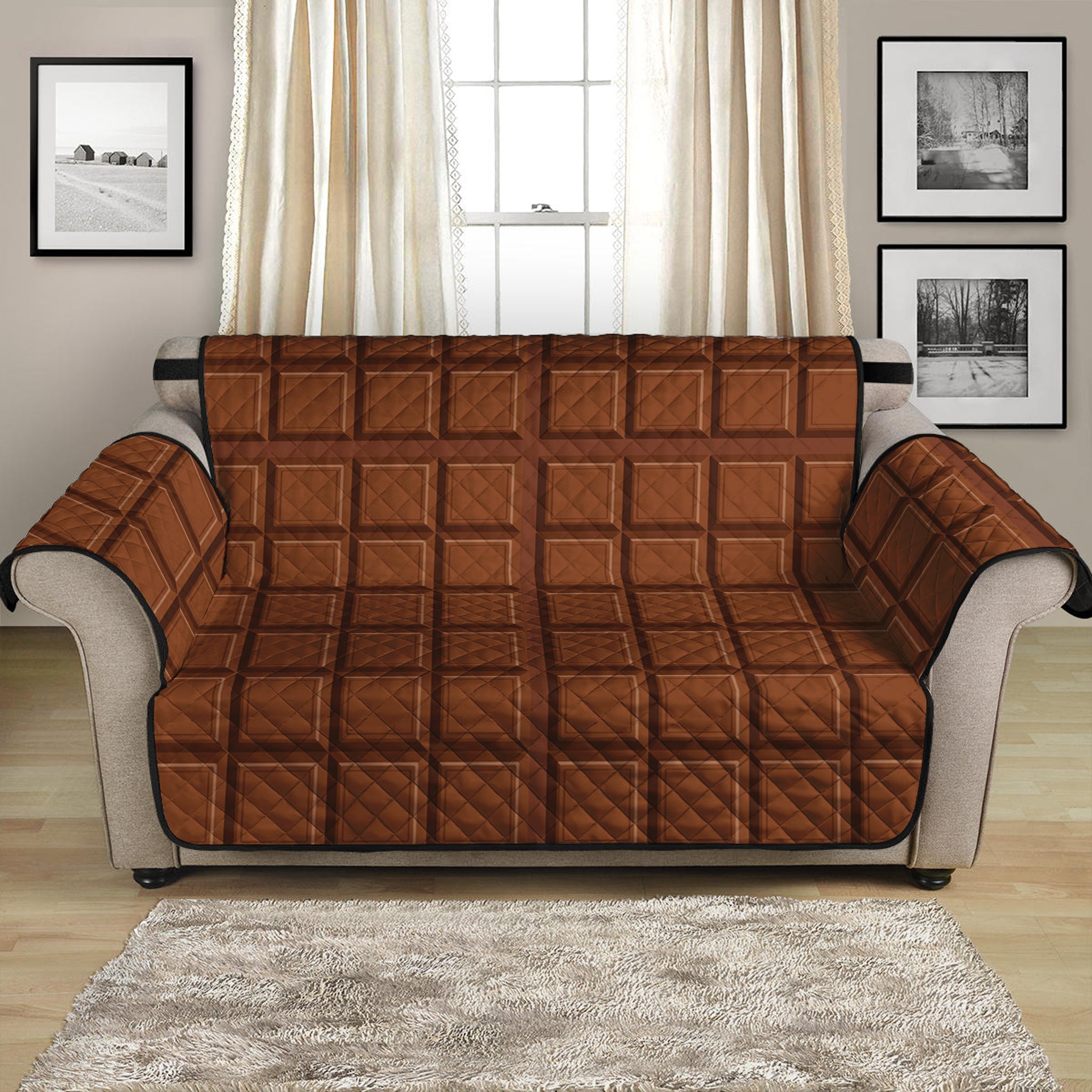 Chocolate Bar Pattern Print Loveseat Protector