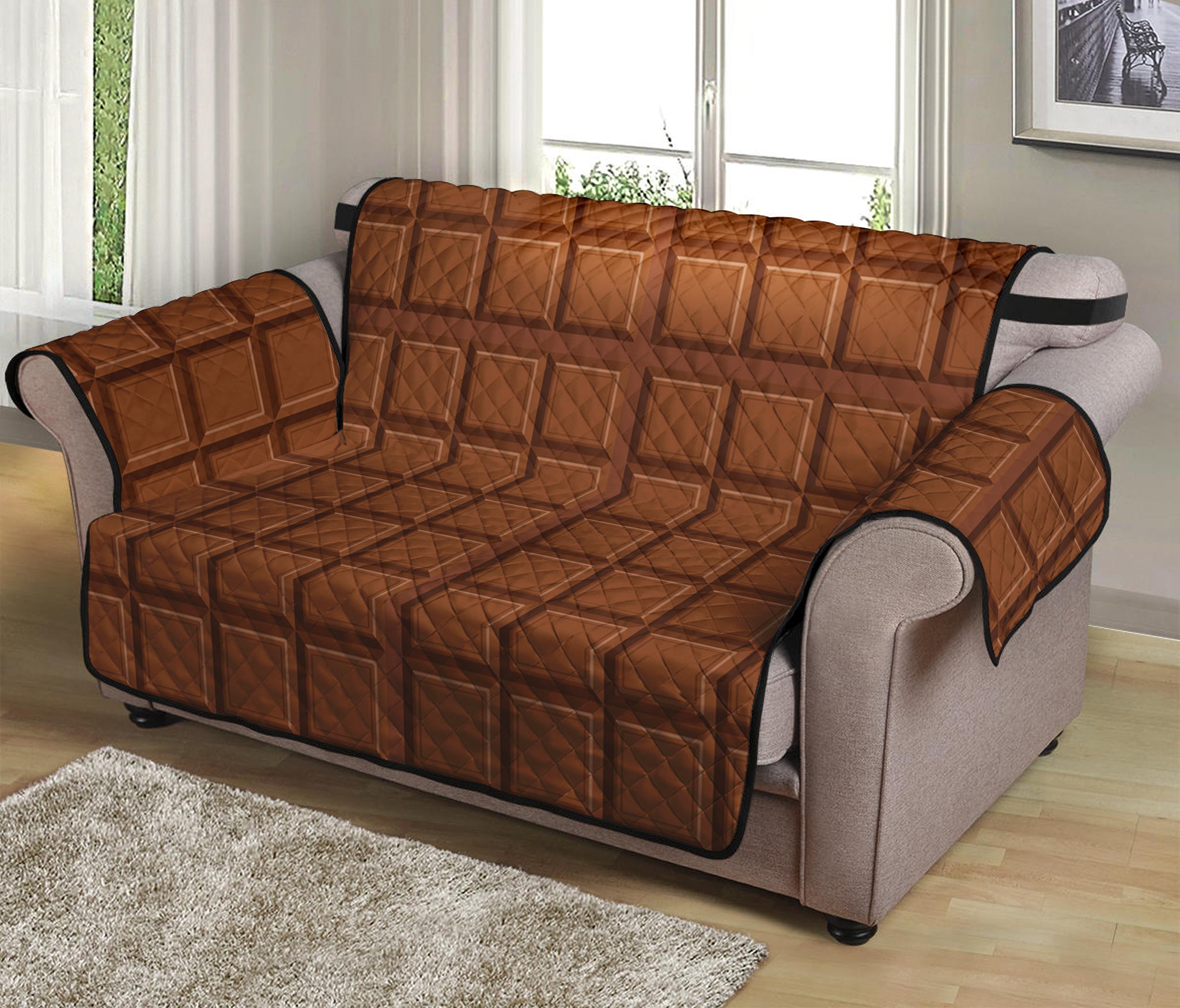 Chocolate Bar Pattern Print Loveseat Protector