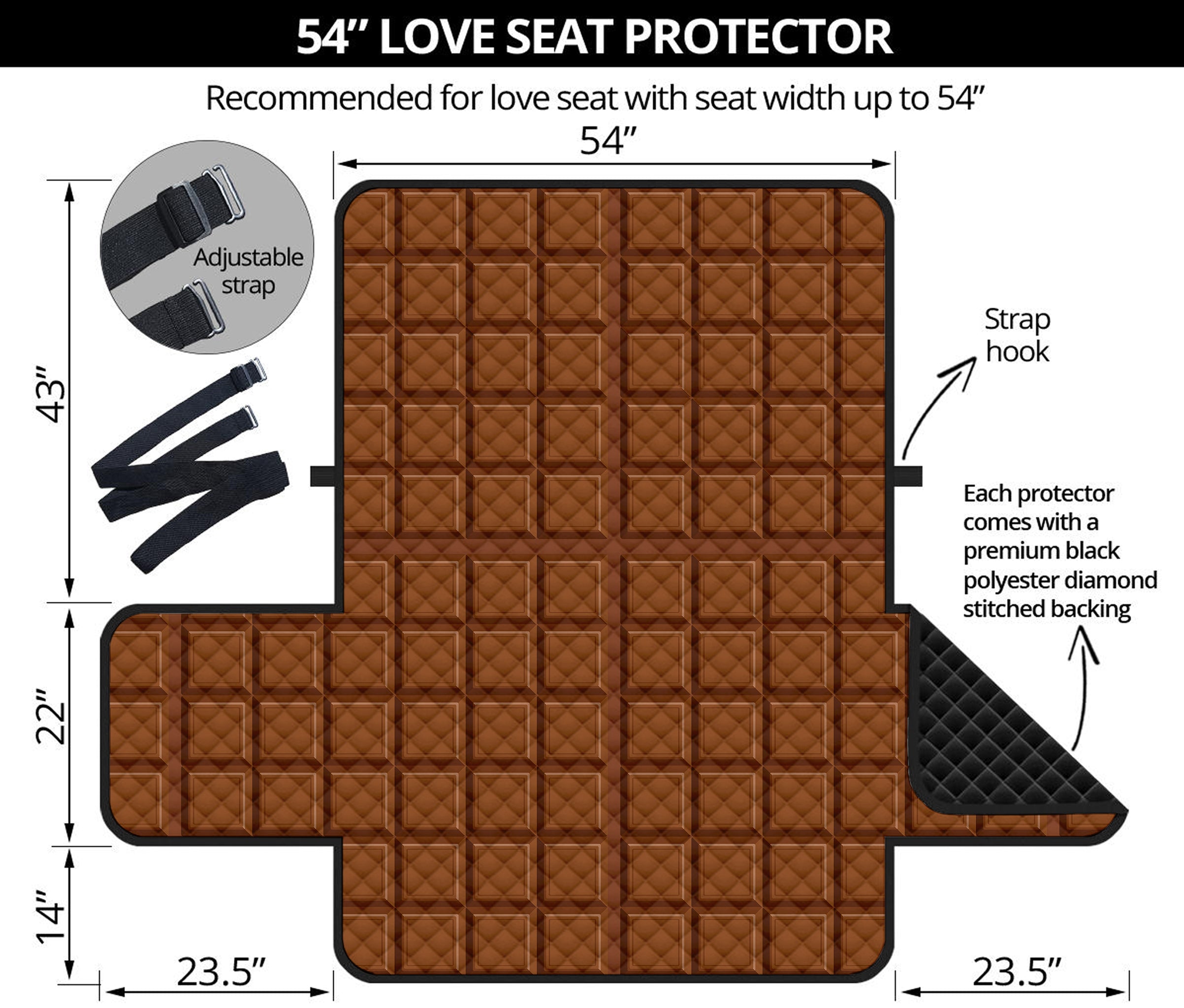 Chocolate Bar Pattern Print Loveseat Protector