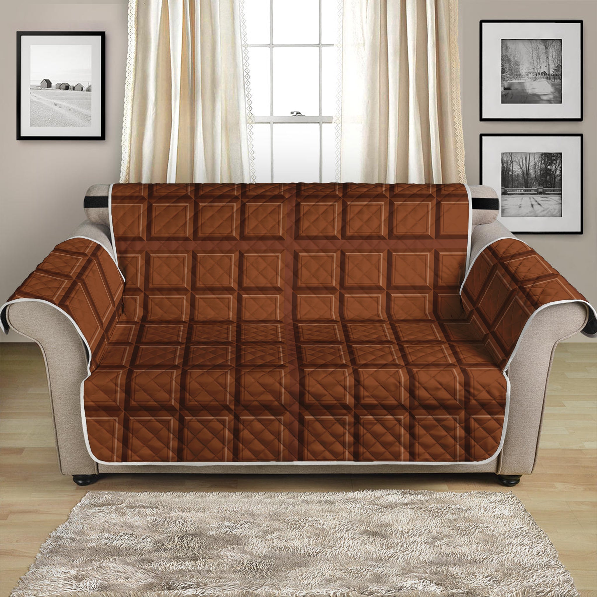 Chocolate Bar Pattern Print Loveseat Protector