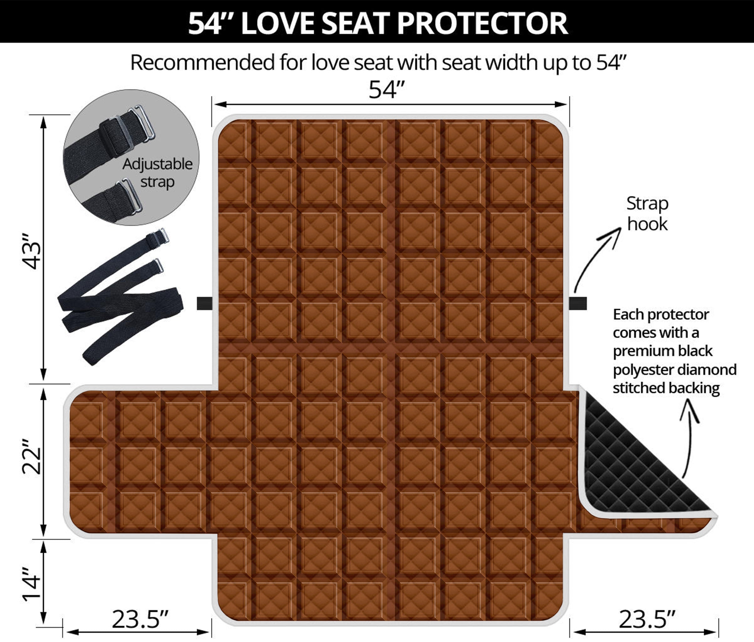 Chocolate Bar Pattern Print Loveseat Protector