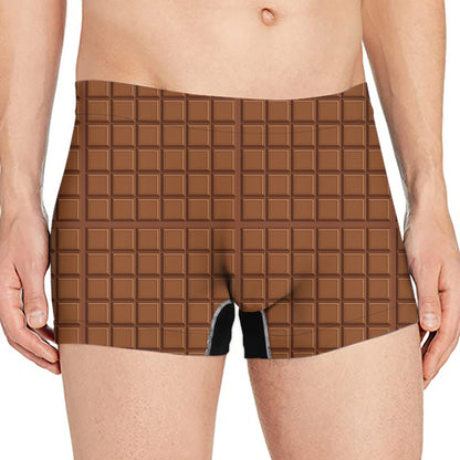 Chocolate Bar Pattern Print Men's Boxer Briefs