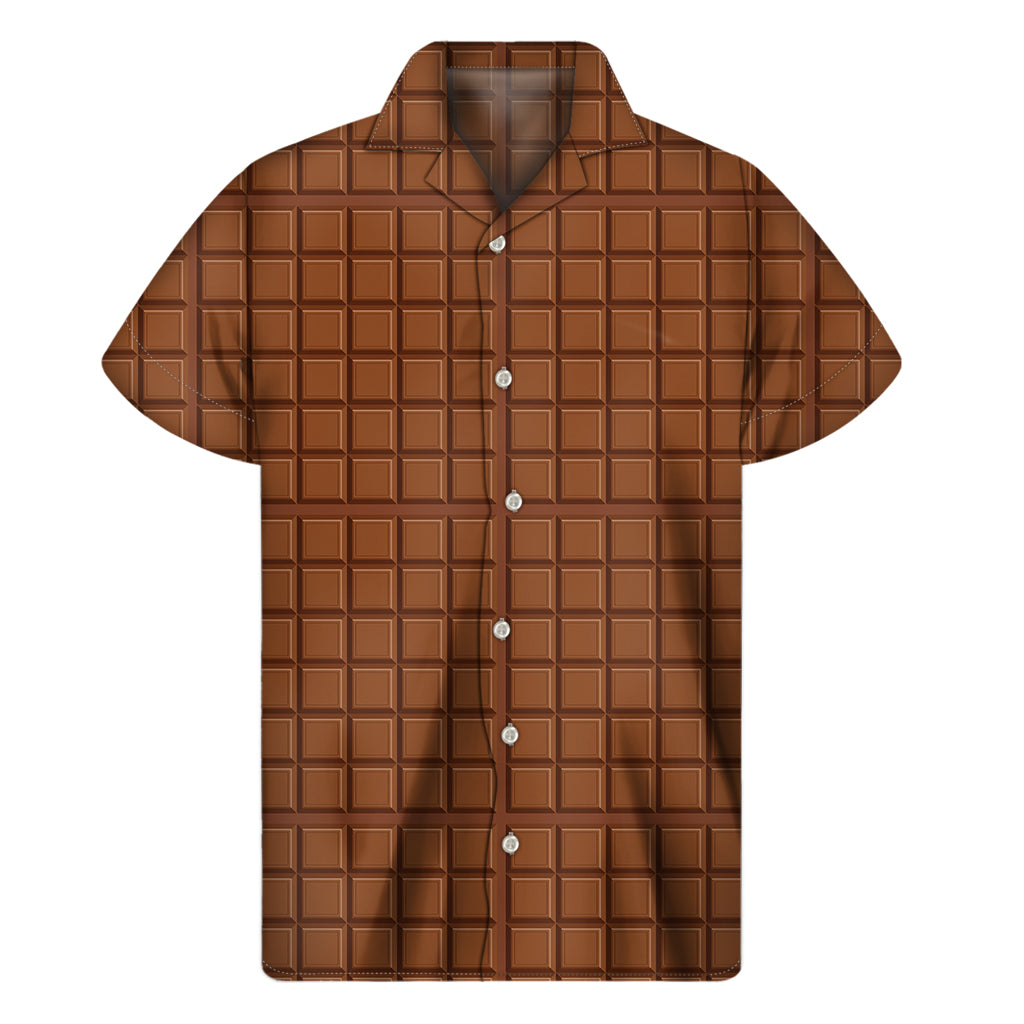 Chocolate Bar Pattern Print Men's Short Sleeve Shirt