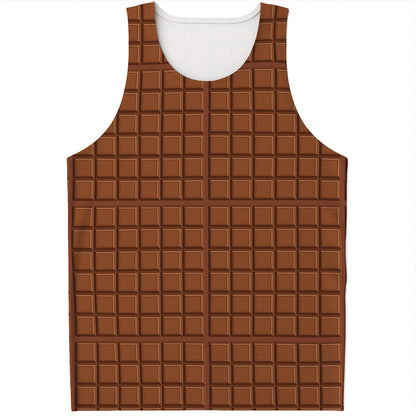 Chocolate Bar Pattern Print Men's Tank Top
