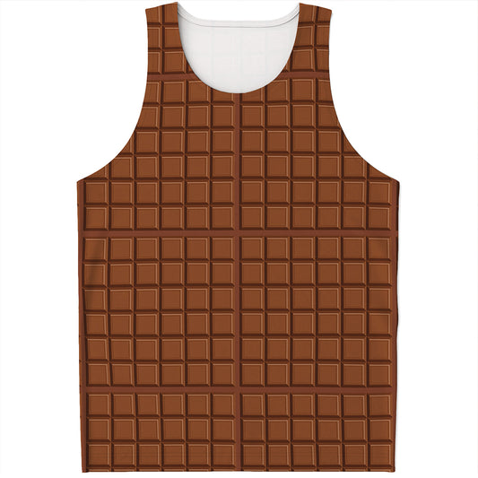 Chocolate Bar Pattern Print Men's Tank Top