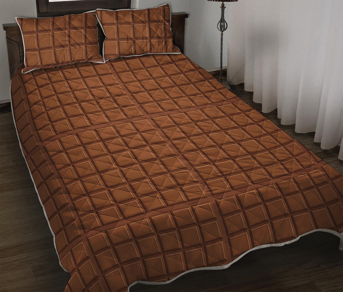 Chocolate Bar Pattern Print Quilt Bed Set