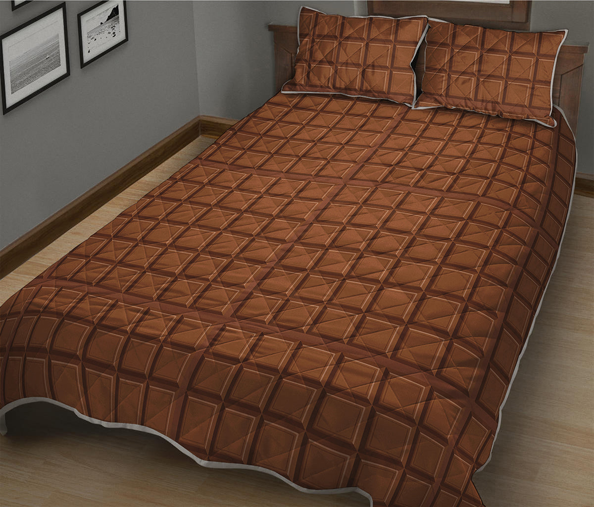 Chocolate Bar Pattern Print Quilt Bed Set