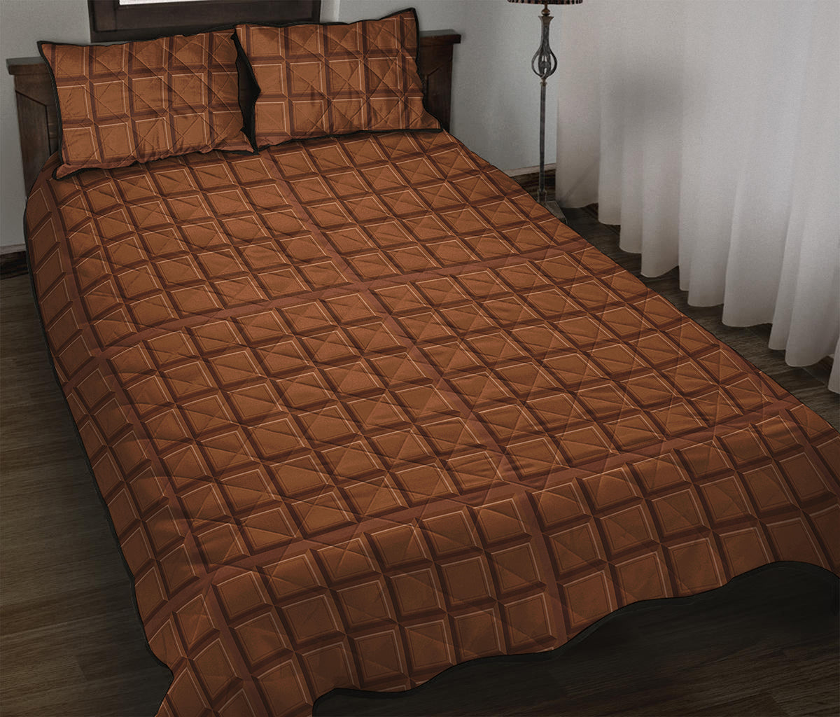 Chocolate Bar Pattern Print Quilt Bed Set