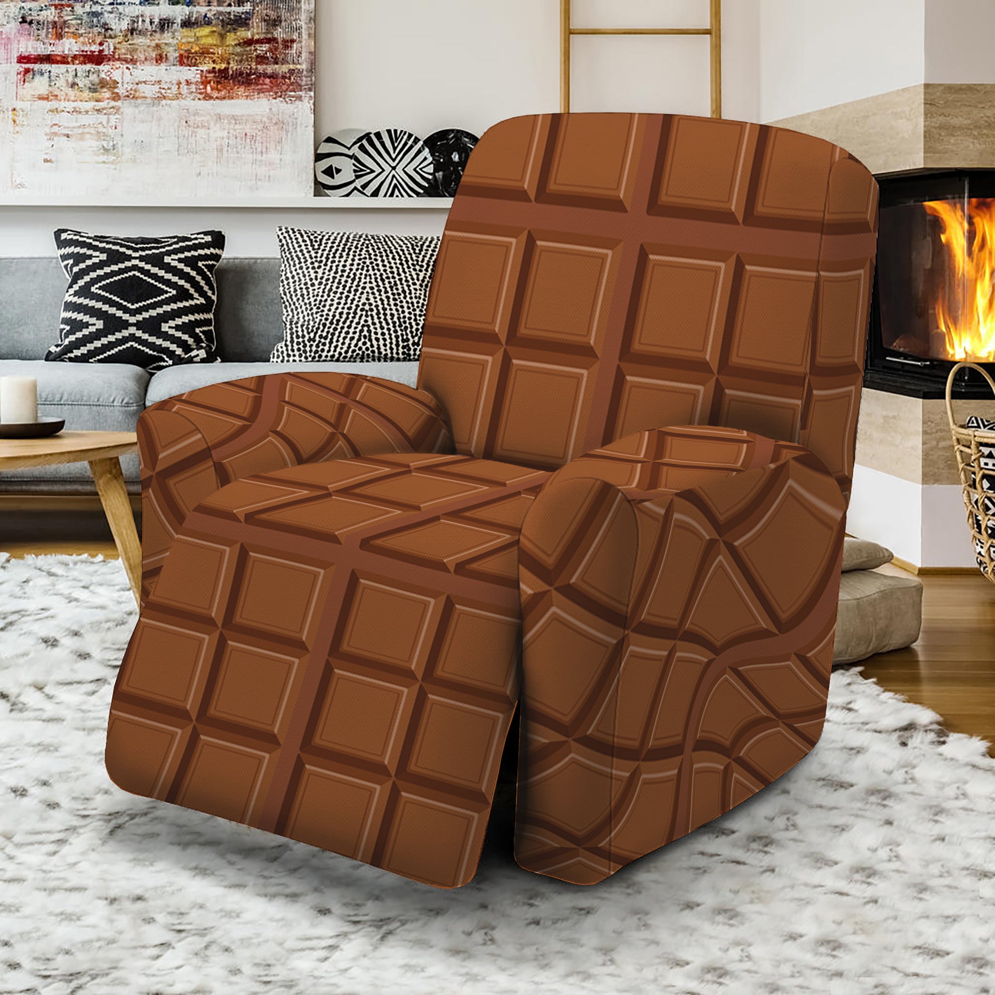 Chocolate Bar Pattern Print Recliner Slipcover