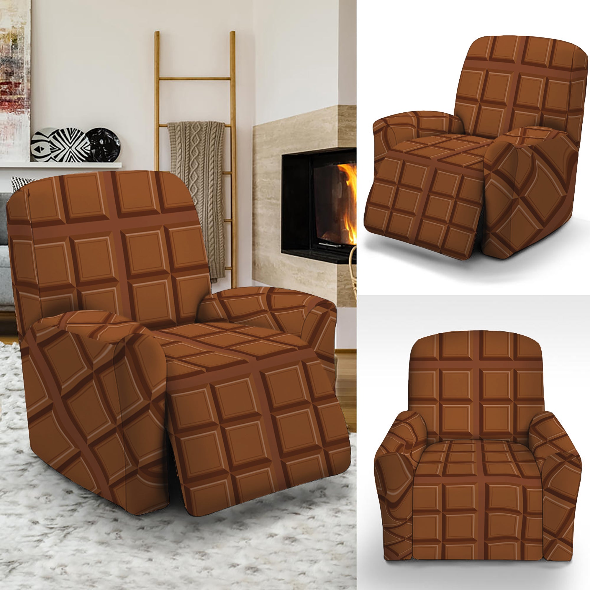 Chocolate Bar Pattern Print Recliner Slipcover