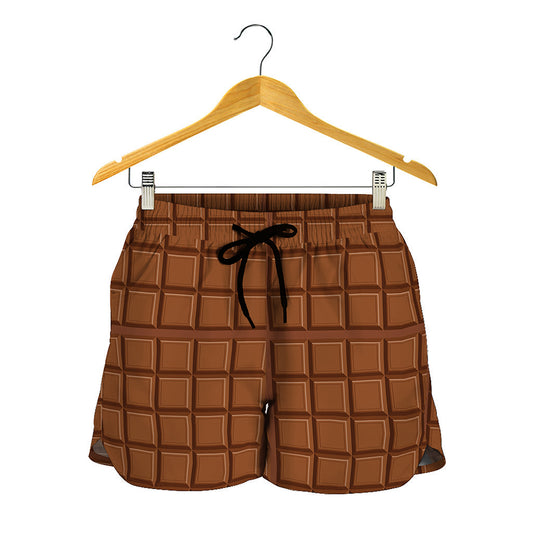 Chocolate Bar Pattern Print Women's Shorts