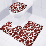 Chocolate Brown And White Cow Print 3 Piece Bath Mat Set