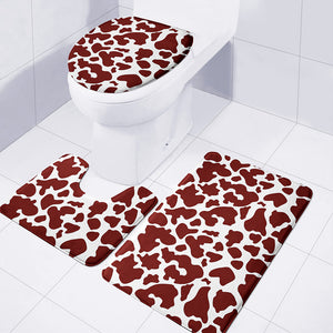 Chocolate Brown And White Cow Print 3 Piece Bath Mat Set