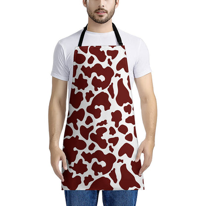 Chocolate Brown And White Cow Print Apron