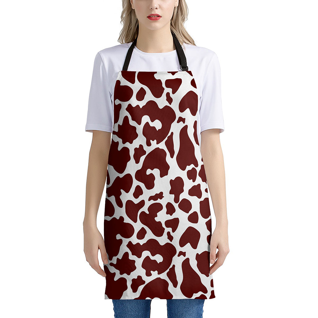 Chocolate Brown And White Cow Print Apron