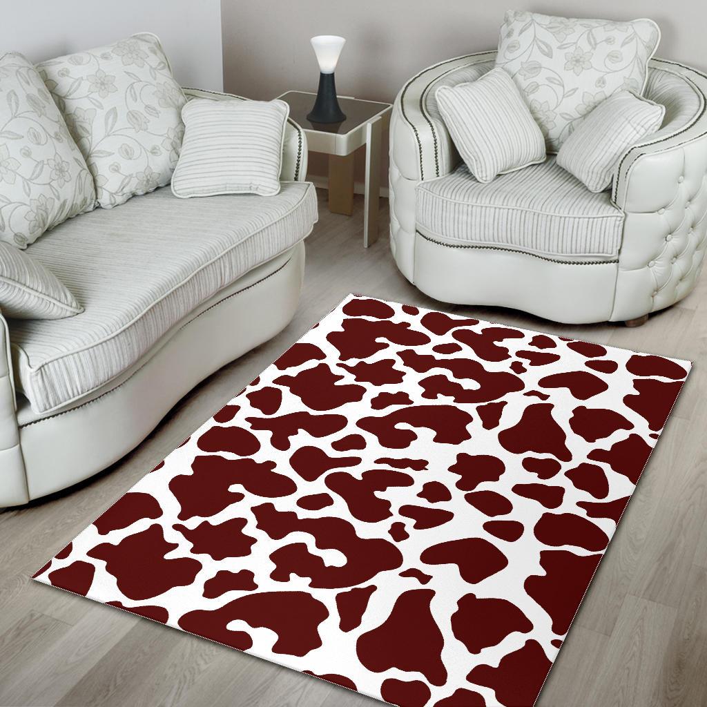 Chocolate Brown And White Cow Print Area Rug GearFrost