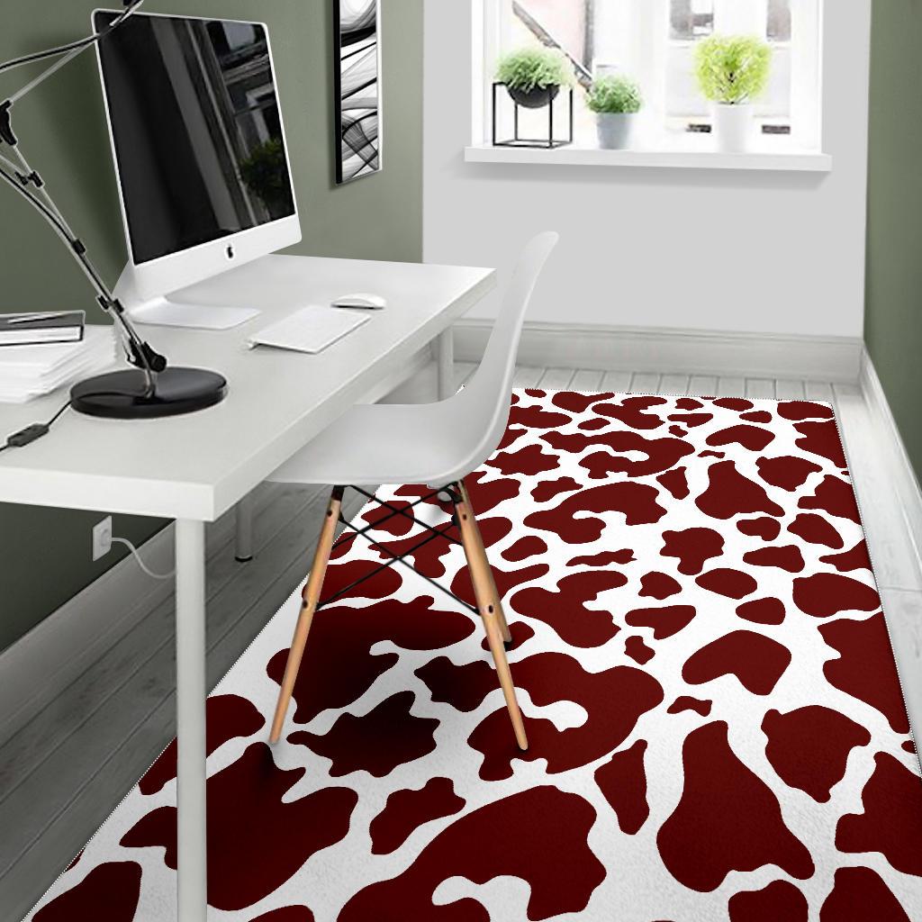 Chocolate Brown And White Cow Print Area Rug GearFrost