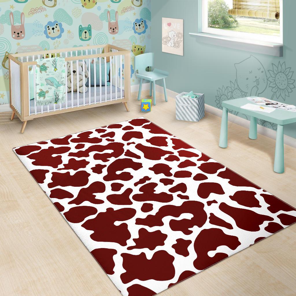 Chocolate Brown And White Cow Print Area Rug GearFrost