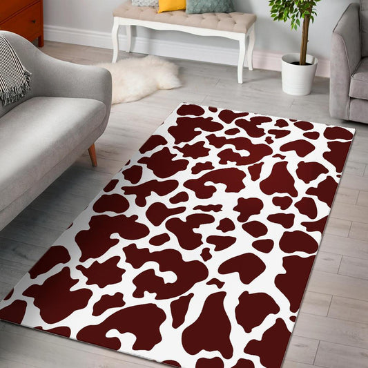 Chocolate Brown And White Cow Print Area Rug GearFrost