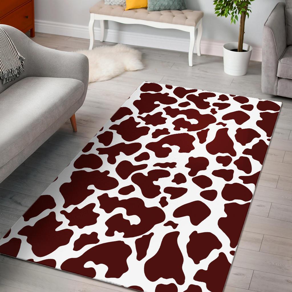 Chocolate Brown And White Cow Print Area Rug GearFrost
