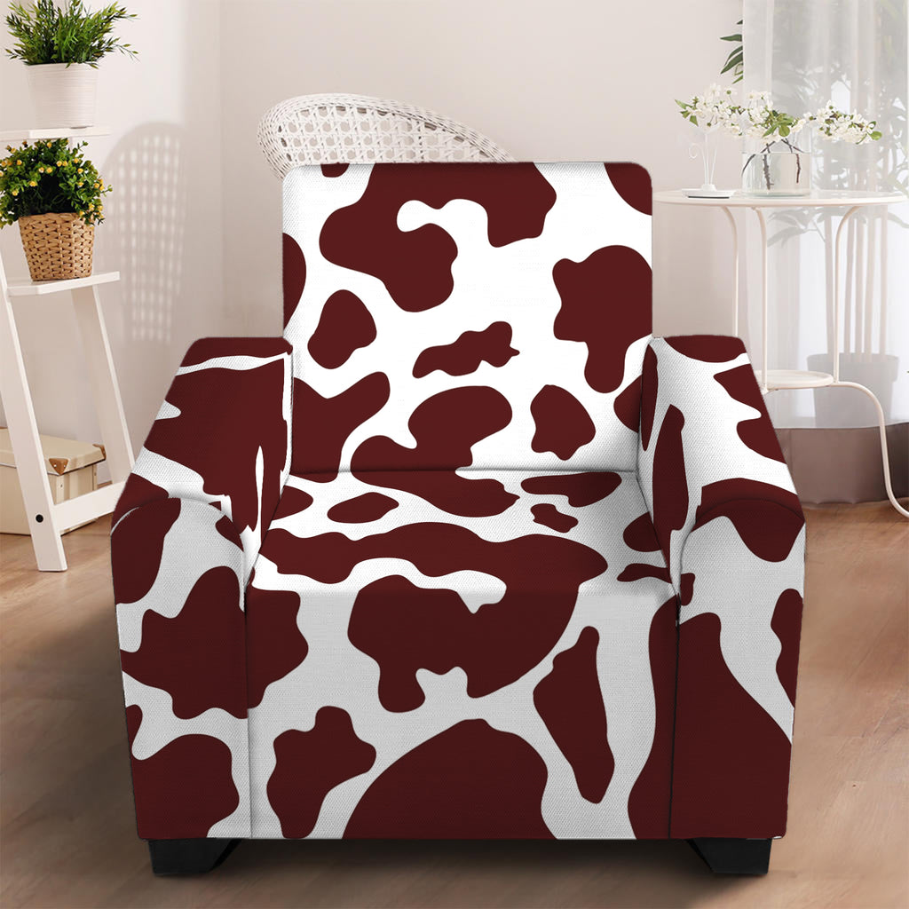 Chocolate Brown And White Cow Print Armchair Slipcover