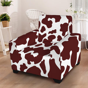 Chocolate Brown And White Cow Print Armchair Slipcover