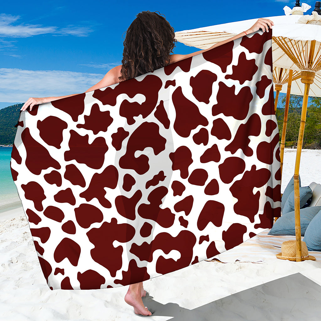 Chocolate Brown And White Cow Print Beach Sarong Wrap