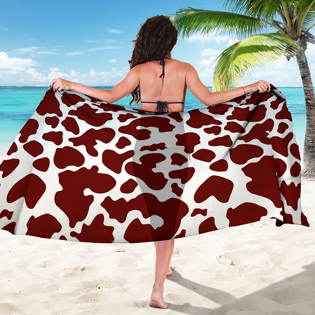 Chocolate Brown And White Cow Print Beach Sarong Wrap