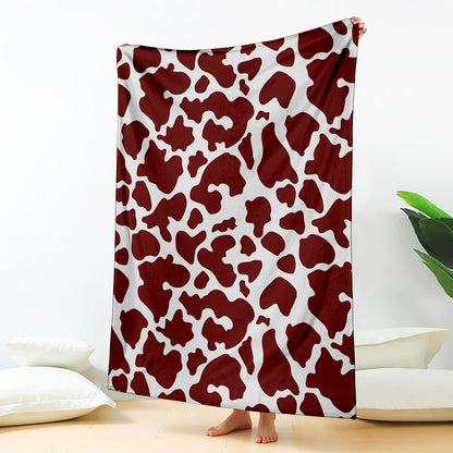Chocolate Brown And White Cow Print Blanket