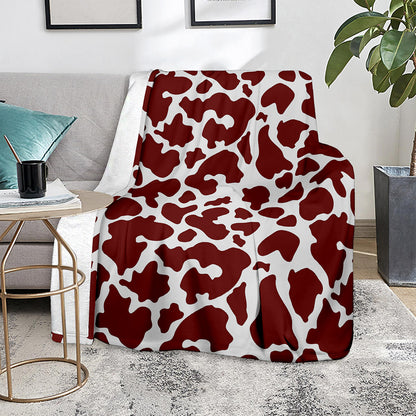 Chocolate Brown And White Cow Print Blanket