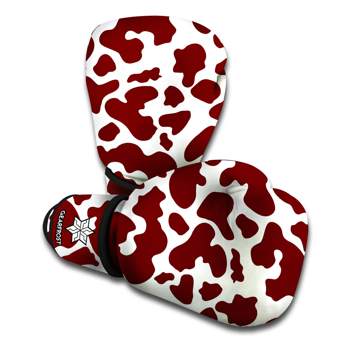 Chocolate Brown And White Cow Print Boxing Gloves