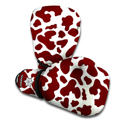 Chocolate Brown And White Cow Print Boxing Gloves