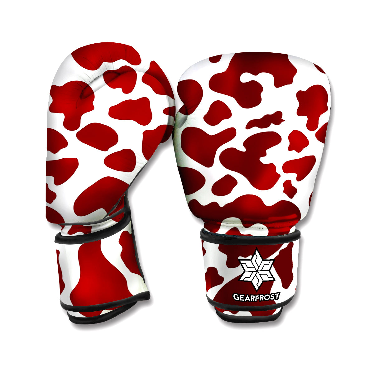 Chocolate Brown And White Cow Print Boxing Gloves