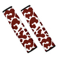 Chocolate Brown And White Cow Print Car Seat Belt Covers