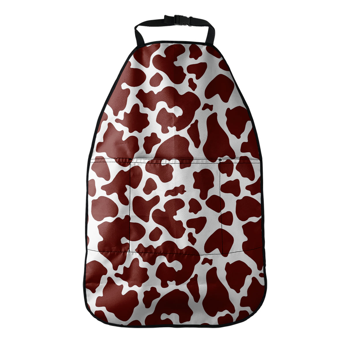 Chocolate Brown And White Cow Print Car Seat Organizers