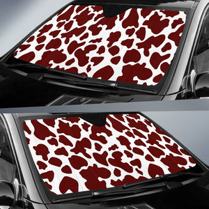 Chocolate Brown And White Cow Print Car Sun Shade GearFrost