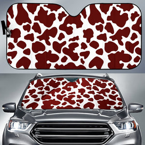 Chocolate Brown And White Cow Print Car Sun Shade GearFrost