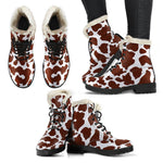 Chocolate Brown And White Cow Print Comfy Boots GearFrost