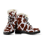 Chocolate Brown And White Cow Print Comfy Boots GearFrost