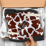 Chocolate Brown And White Cow Print Comfy Boots GearFrost