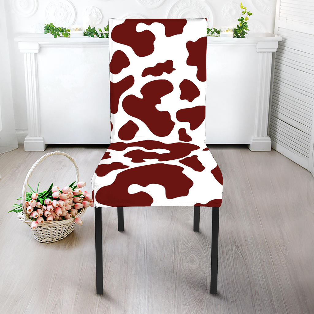 Chocolate Brown And White Cow Print Dining Chair Slipcover