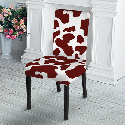 Chocolate Brown And White Cow Print Dining Chair Slipcover