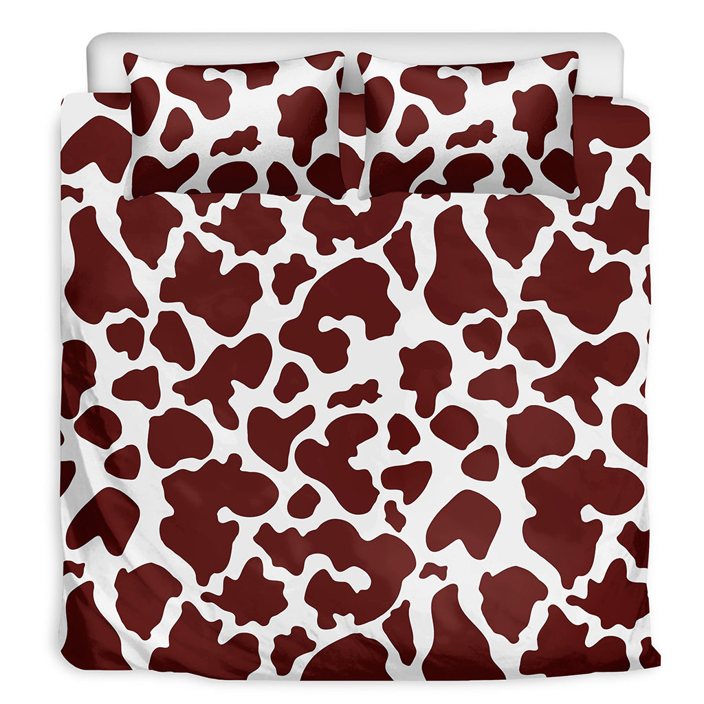Chocolate Brown And White Cow Print Duvet Cover Bedding Set