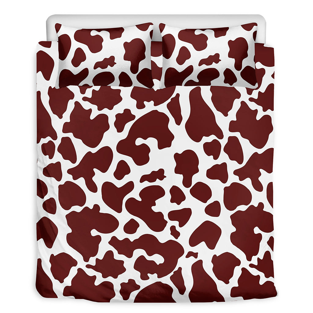 Chocolate Brown And White Cow Print Duvet Cover Bedding Set