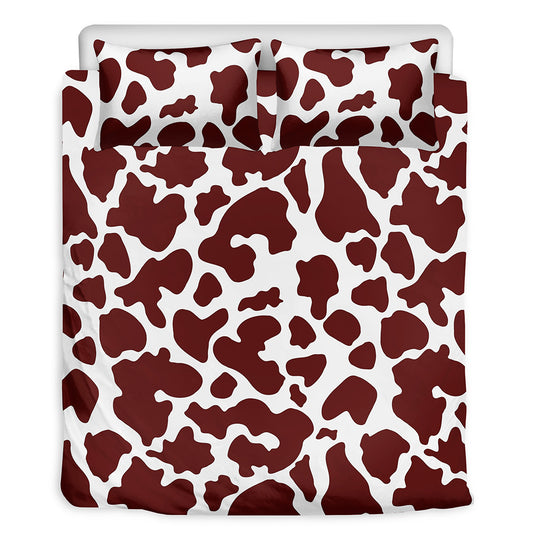 Chocolate Brown And White Cow Print Duvet Cover Bedding Set