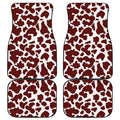 Chocolate Brown And White Cow Print Front and Back Car Floor Mats