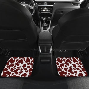 Chocolate Brown And White Cow Print Front and Back Car Floor Mats