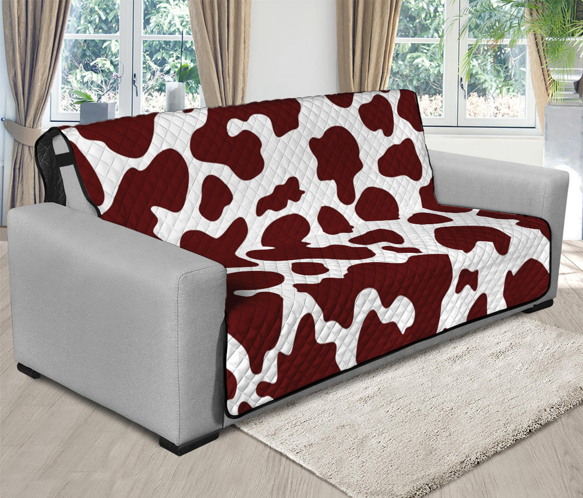 Chocolate Brown And White Cow Print Futon Protector