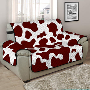 Chocolate Brown And White Cow Print Half Sofa Protector